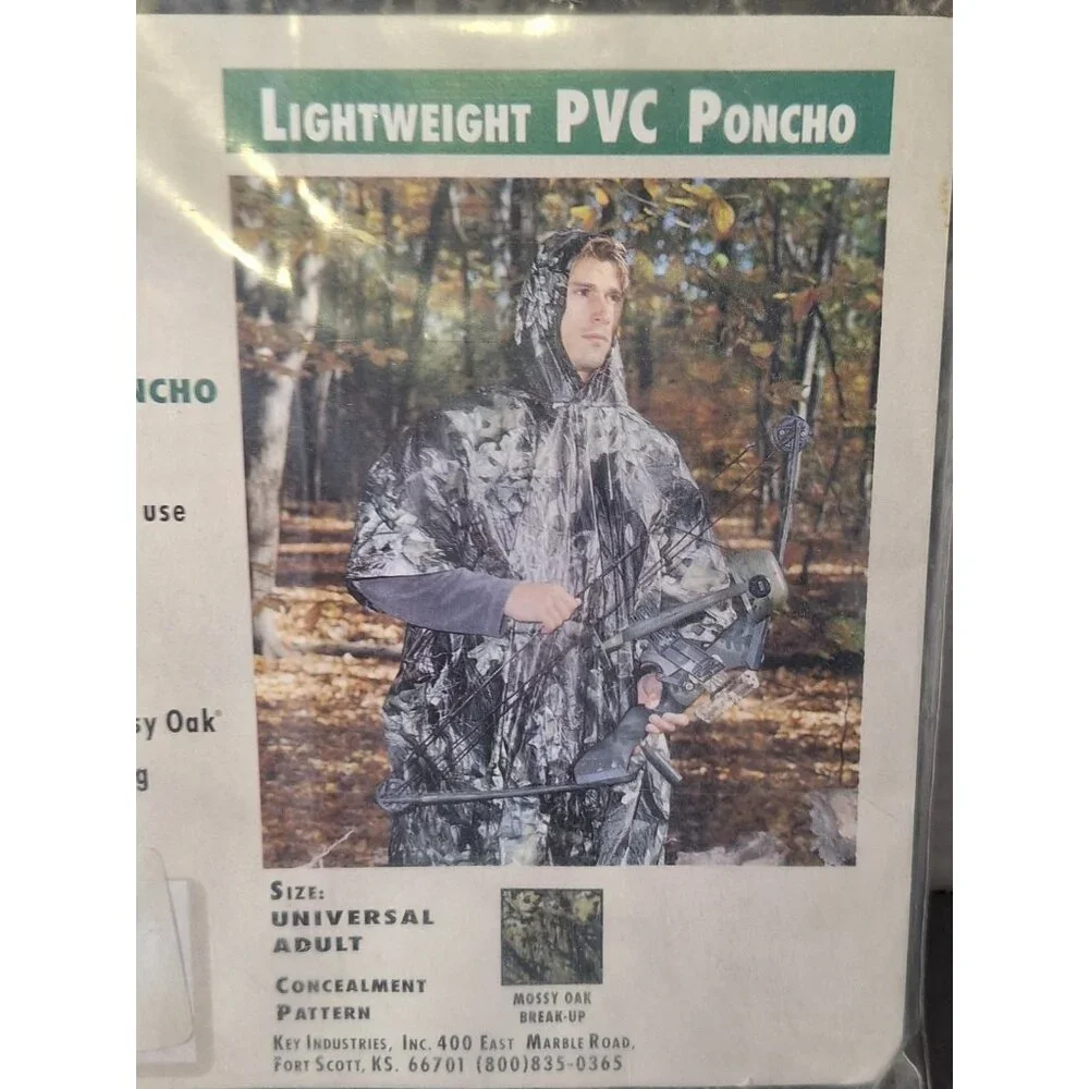 Mossy Oak Rain Jacket Lightweight PVC Poncho One Size With Hood Camouflage - Picture 2 of 4